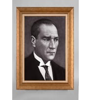 Altın Varaklı Paspartulu Çerçeveli Atatürk Tablo nt573