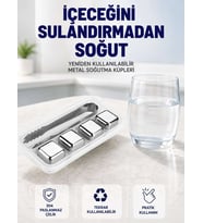 Paslanmaz Çelikten Üretilmiş Metal Buz Küpü Seti ve Buz Klipsi