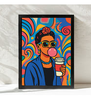 アート・デザイン・音楽 Vargas Ezgoola / Kahve İçen Pop Art Poster Çerçevesiz / Modern Sanat