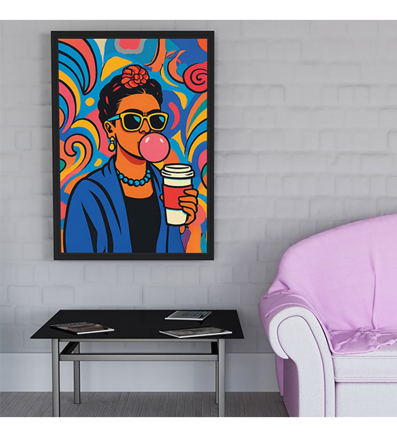 Ezgoola / Kahve İçen Pop Art Poster Çerçevesiz / Modern Sanat