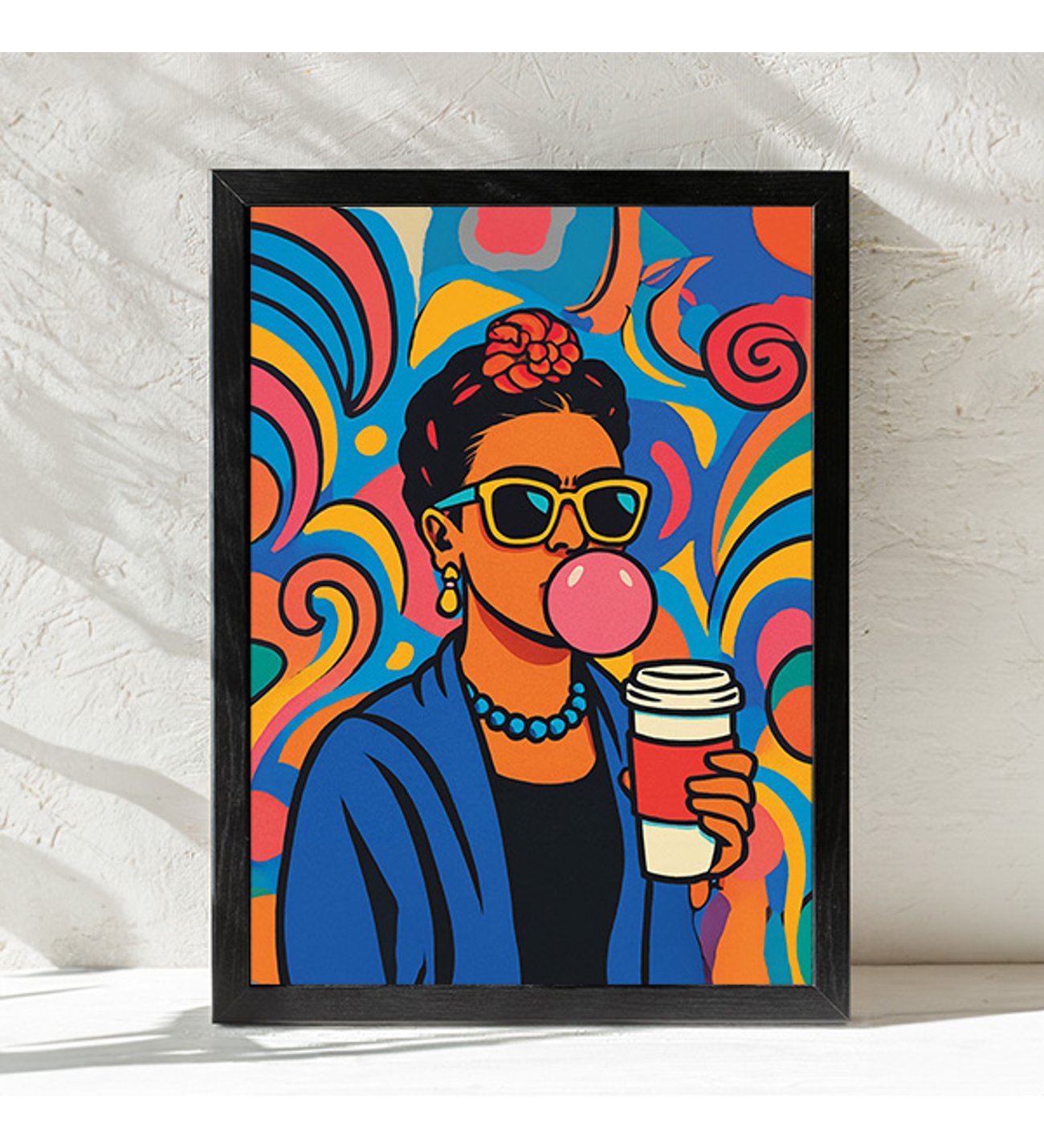 Ezgoola / Kahve İçen Pop Art Poster Çerçevesiz / Modern Sanat