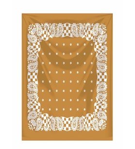 HARDAL ZEMİN ÜZERİNE BEYAZ DAMA DESENLİ KARE %100 PAMUK BANDANA 55X55 UNİSEX