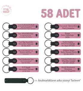 Pembe & Lacivert, Girişimciler İçin Özel Hediye, 58'li Set, Kişiselleştirilebilir Deri Anahtarlık