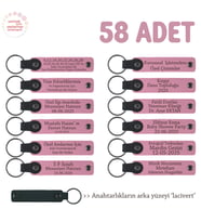 Pembe & Lacivert, Girişimciler İçin Özel Hediye, 58'li Set, Kişiselleştirilebilir Deri Anahtarlık