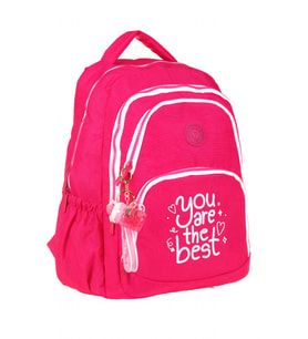 Kaukko Crazy Dört Bölmeli Kız Çocuk/Kadın Okul ve Günlük Sırt Çantası - Pembe (Krinkıl Kumaş) K1679