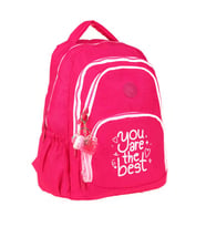 Kaukko Crazy Dört Bölmeli Kız Çocuk/Kadın Okul ve Günlük Sırt Çantası - Pembe (Krinkıl Kumaş) K1679
