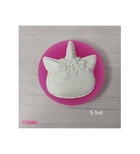 YY0680 Alnı Çiçekli Unicorn Surat Silikon Kalıp