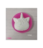 YY0680 Alnı Çiçekli Unicorn Surat Silikon Kalıp