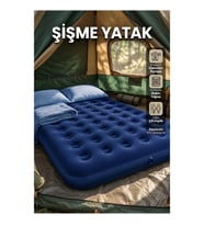 Çift Kişilik Flokeli Şişme Yatak Dayanıklı Vinil Kamp ve Misafir Yatağı