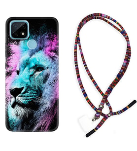 Realme C11 C21 C21Y C25Y C11 2021 Kılıf Boyun Asklı Rasta Silikon Pink Blue Leon 1603