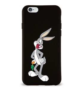 Apple iPhone 6S Plus  Lansman Kılıf Bugs Bunny Tasarımlı Altı Kapalı İçi Kadife Kaplı  Kapak (Şeffaf)