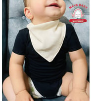 %100 Organik Pamuk Çift Katlı Müslin Kumaş Iki Çıtçıtlı Bebek Salya Önlük Fular (Krem)