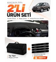 HONDA CR-V (2007-2012) Uyumlu Torpido Örtüsü + Tay Tüyü Bagaj Çantası + Sticker Seti - Siyah