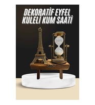 Retro Eyfel Kulesi Ve Kum Saati Dekoratif Ahşap Görünümlü Masa Biblosu