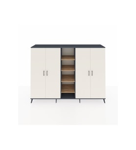 Hyperion Dolap 12 Raflı 4 Kapaklı 220x44x163 Antrasit-Aytaşı/Çam