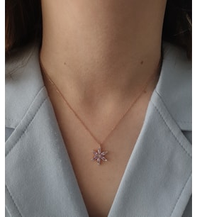 EFLATUN LOTUS ÇİÇEĞİ MODEL BAYAN GÜMÜŞ KOLYE