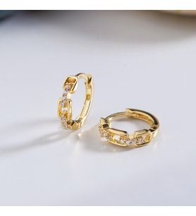 14 Ayar Taşlı Modern Halka Altın Küpe 1,16 gr
