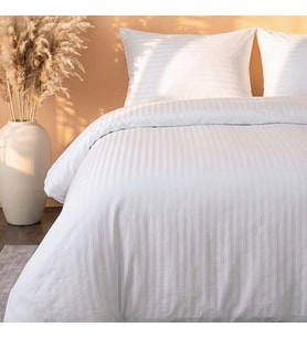 Beyaz Stripe Ranforce Çift Kişilik Nevresim Takımı – 4 Parça
