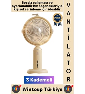 #Vantilatör Sessiz Yoğun Üflemeli 3 Kademeli Döner Başlıklı Şarjlı Mini Masa El Fanı Vantilatör