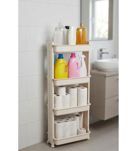 4 KATLI BANYO RAFI MUTFAK RAFI OYUNCAK RAFI ÇOK AMAÇLI RAF (BEYAZ)