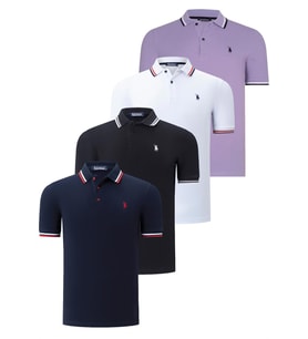 DÖRTLÜ SET T8594 DEWBERRY ERKEK T-SHIRT-SİYAH-BEYAZ-LACİVERT-LİLA (Karışık)