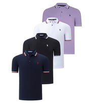 DÖRTLÜ SET T8594 DEWBERRY ERKEK T-SHIRT-SİYAH-BEYAZ-LACİVERT-LİLA (Karışık)