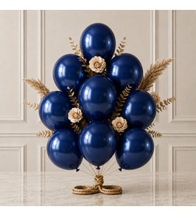 Lacivert Renk Lateks Metalik Balon (30 cm) - 12 Adet