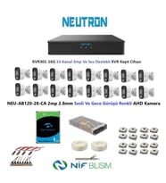 Neutron 2mp 16 kameralı Gece Renkli Sesli Dış ortam AHD Full Kamera Seti 1TB Disk NEU-AB120-28-CA