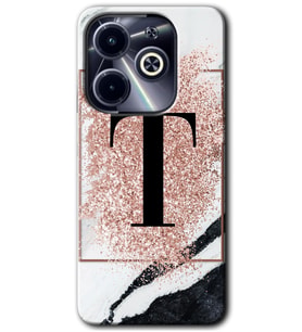 İnfinix Hot 40i Kılıf HD Desen Baskılı Kılıf - Pembe Mermer Desenli T Harfi