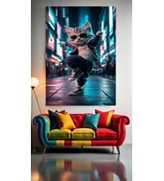 ŞEHİR KEDİSİ 1 Ev Duvar Salon Güzellik Salonu Ofis Dükkan Dekarasyon Kanvas Tablo (Çok Renkli)
