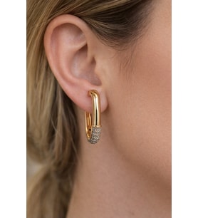 Xuping Rose Gold Üçgen Zirkon Taşlı Halka Küpe