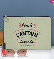 BK Gİft Kişiye Özel Kendin Tasarla Astarlı Portföy Çanta 30x21cm (12 Renk Seçeneğı), Baskılı El Çantası, Organizer Çanta (Mint Yeşili)