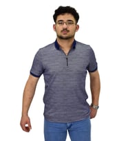 Erkek Polo Yaka Fermuarlı Merserize Jakarlı Tişört 7640 BGL-ST04537 (Lacivert)
