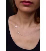 925 Ayar Gümüş Rose Kaplama Asimetrik M Ve K Harf Kolye