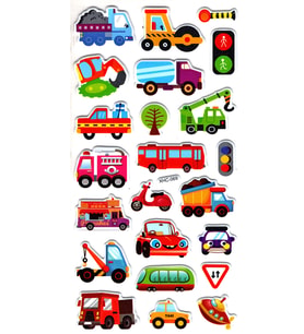 Sticker Kabartmalı Stiker Çıkartma Etiket (XHC069)-18x9 cm- Sevimli Araba iş Makinası