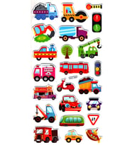 Sticker Kabartmalı Stiker Çıkartma Etiket (XHC069)-18x9 cm- Sevimli Araba iş Makinası