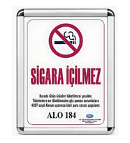 Sigara İçilmez Levhası A3 (30x42cm) Alüminyum çerçeveli (Gri)