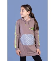 Toontoy Kız Çocuk Kanguru Cepli Reflektör Detaylı Sweatshirt (Kahverengi)