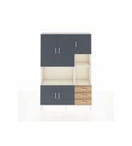Arges Dolap 9 Raflı 3 Çekmeceli 5 Kapaklı 132x30x195 Aytaşı-Antrasit/Çam
