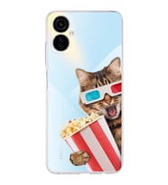 PrintiFy Tecno Camon 19 Neo ile Uyumlu Kedi 1 Kamera Korumalı Şeffaf Kılıf