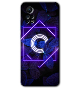 Redmi Note 12 Pro 4G Kılıf HD Desen Baskılı Kılıf - Dark Neon Yaprak O Harfi