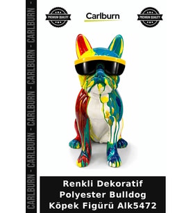 Özel Üretim Hediyelik Ev Aksesuarı Biblo Renkli Dekoratif Polyester Bulldog Köpek Figürü Alk5472