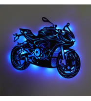 Lucenda Led Işıklı Motor Dekoratif Tablo Duvar Dekorlu Gece Lambası (Mavi)