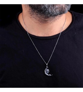 925 Ayar Gümüş Kuru Kafalı Tasarım Erkek Kolye