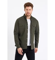 Erkek Çift Cepli Çıt Çıt Düğmeli Slim Fit Kot Gömlek