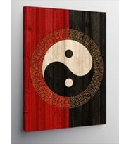 Kanvas Tablo Yin Yang ve Tahta Deseni