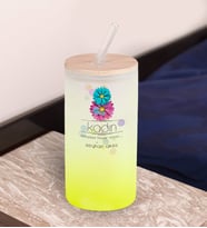 BK Gift Kadınlar Gününe Özel İsimli Sarı Renk Pipetli Buzlu Cam Bardak 600ml - 2, 8 Mart Kadınlar Günü