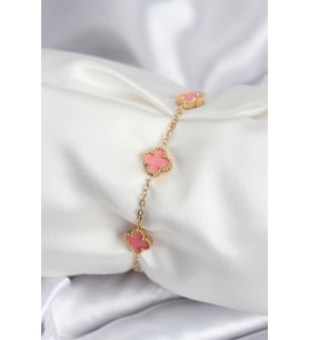 316L Çelik Gold Renk Pembe Baby Boy Yonca Kadın Bileklik TJ-BB7946