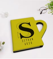 BK Gift Kişiye Özel İsimli Kupa Şeklinde Sarı Termo Deri Defter Model 34
