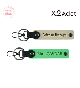 Kankaya Neşeli Dokunuş, İsim & Soyisim Yazılı 2’li Anahtarlık Seti, Sütlü Kahve-Fıstık Yeşil